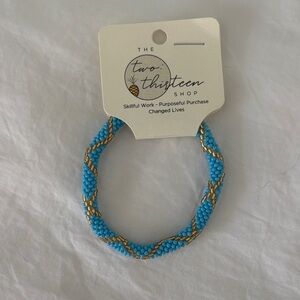 Blue and Gold Beaded Bracelet